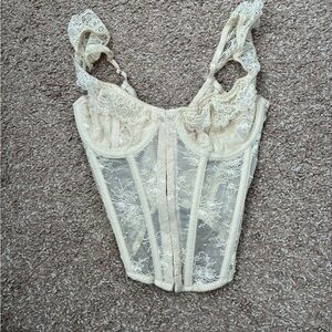 Urban Outfitters Cream Lace Corset Bra